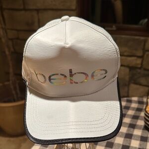 Bebe White Cap with Iridescent Logo NWT